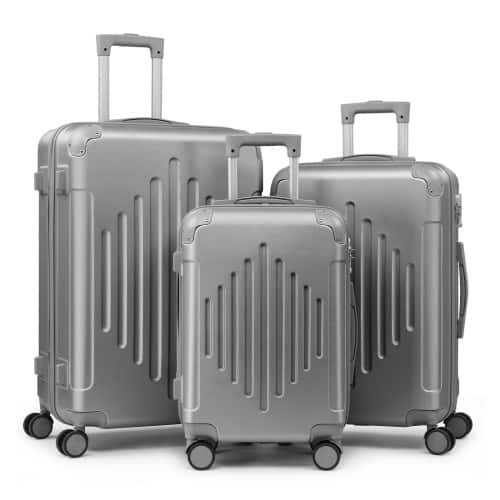 Front. Winado - 3 Piece 20" 24" 28" Carry On Luggage Set Spinner Wheels Trolley Hardside Suitcase Sets with TSA Lock for Travel Business - Gray.
