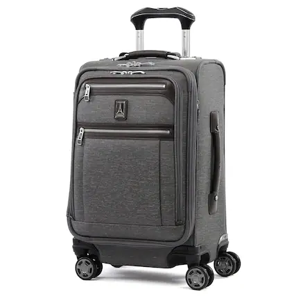 Front. Travelpro - Travelpro Platinum Elite Softside Expandable 20" Carry On Spinner - Vintage Grey.
