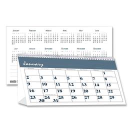 House of Doolittle - Bar Harbor Recycled Desk Tent Monthly Calendar 7 x 4.25 White Blue Sheets 12 Month Jan to Dec 2026