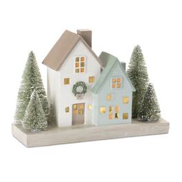 BreeBe - LED Winter Village 8"L - Green, Gray, White