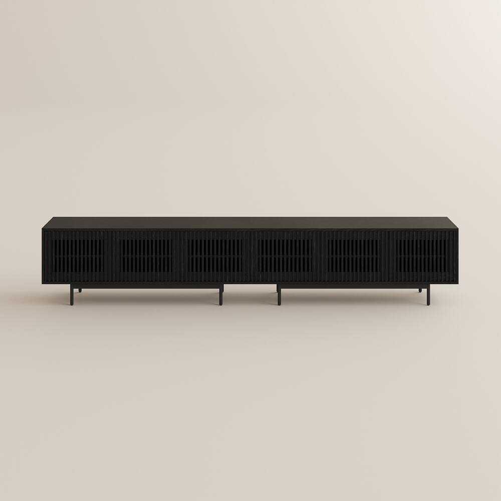 Alt View 7. POVISON - 118.11"Mid-Century Modern TV Stand,Modern TV Console,Entertainment Center Media Console,with Openwork Iron Legs Black - Black.