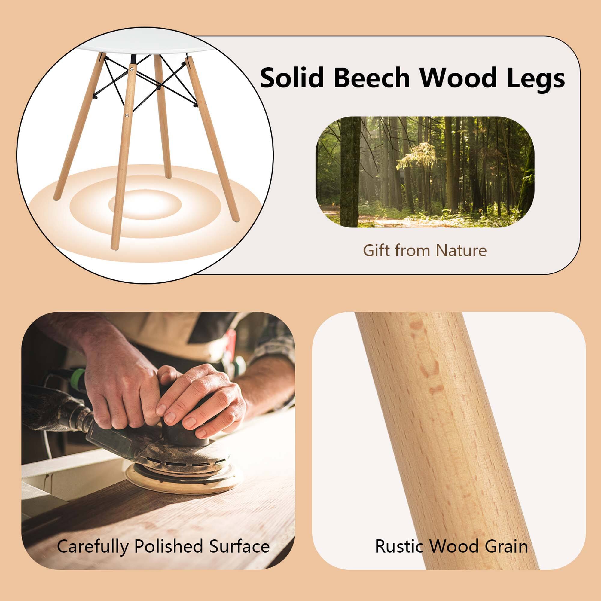 Solid Beech Wood Legs, Gift from Nature, Carefully Polished Surface, Rustic Wood Grain