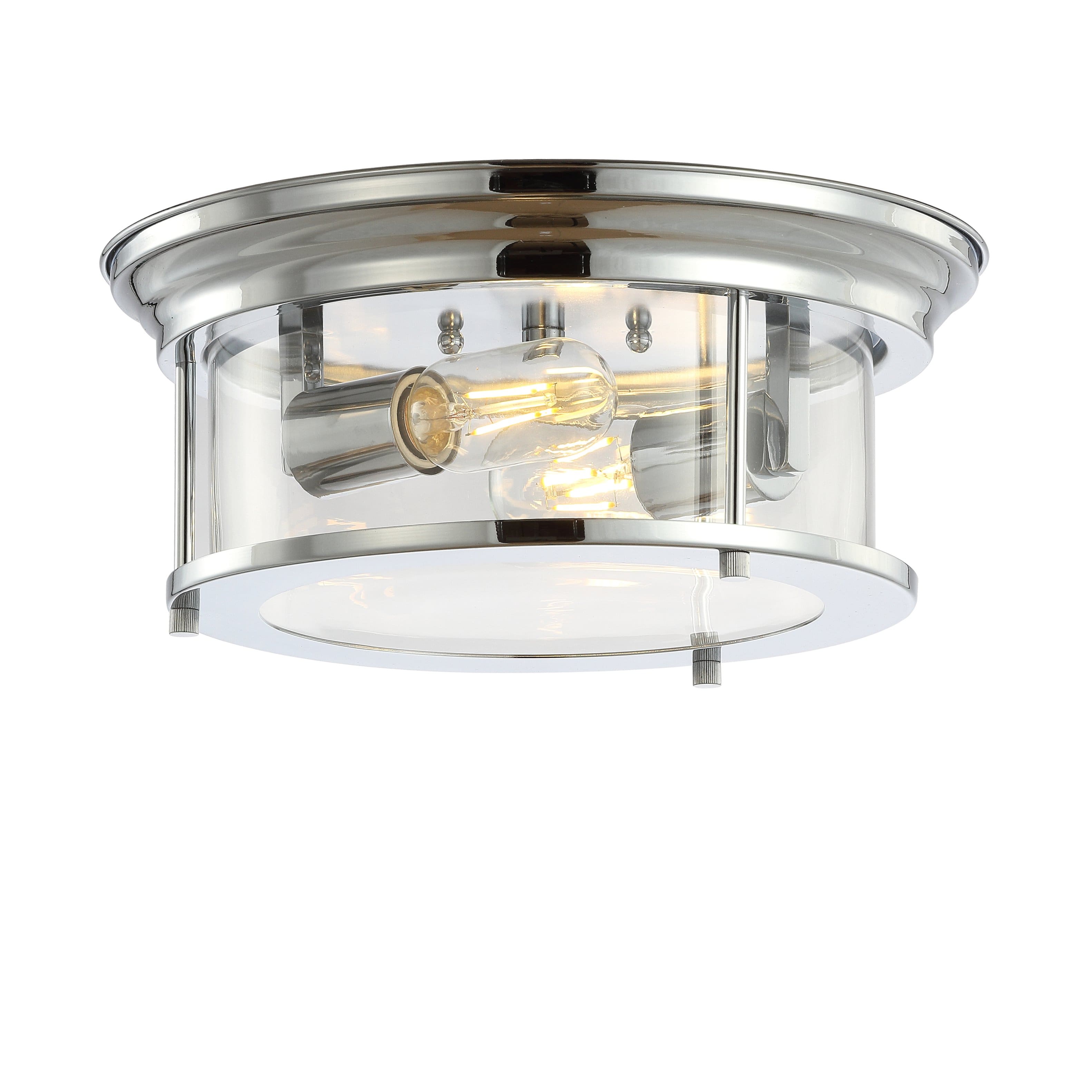 "Jonathan Y - Lauren 13.25"" 2-Light Metal/Glass LED Flush Mount - Chrome" price history on PriceWatchPro