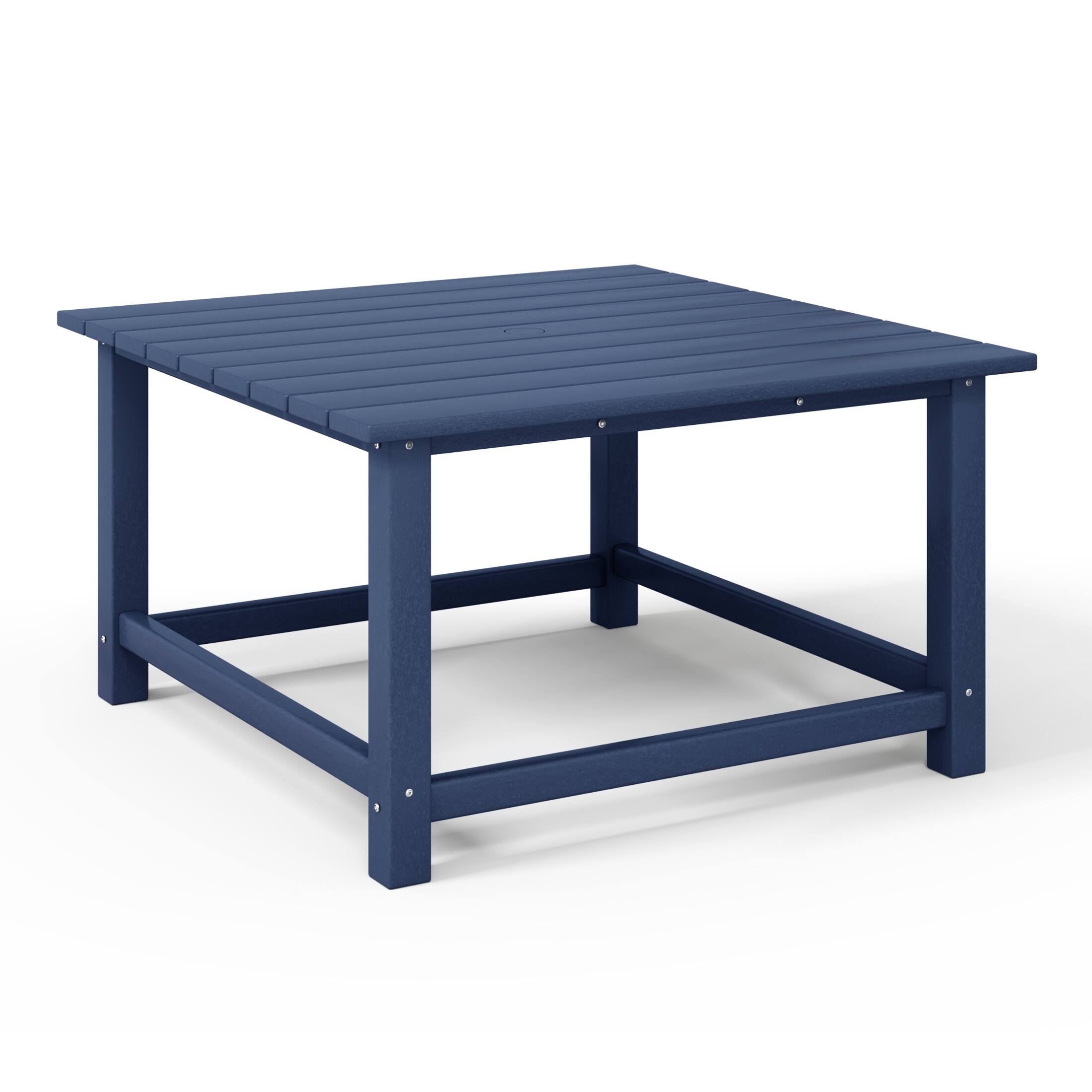 Left. WestinTrends - WestinTrends Malibu Low Outdoor HDPE Square Patio Coffee Table - Navy Blue.
