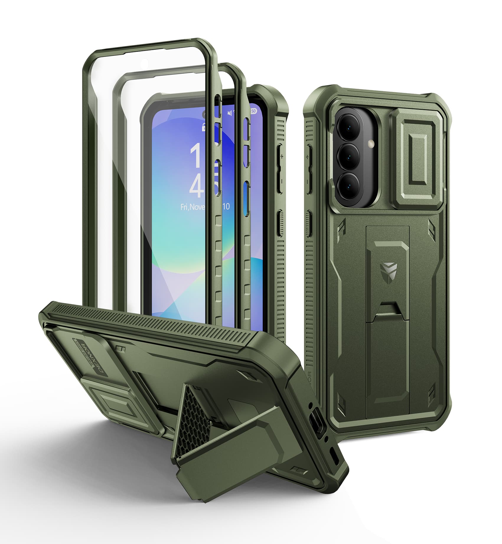 dexnor - Case for Samsung Galaxy A37 A36 5G with Screen Protector, Slide Camera Cover and Kickstand Shockproof Protective Cover - Army Green
