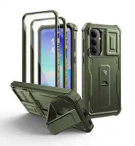 Dexnor - Case for Samsung Galaxy A37 A36 5G with Screen Protector, Slide Camera Cover and Kickstand Shockproof Protective Cover - Army Green