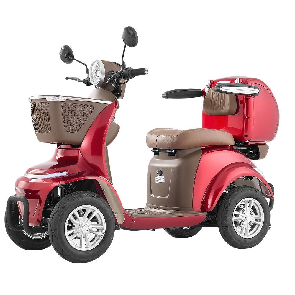 Alt View 6. Loheer - Loheer Heavy Duty 4-Wheel Mobility Scooter 500lbs Capacity All Terrain 1000W - Red.