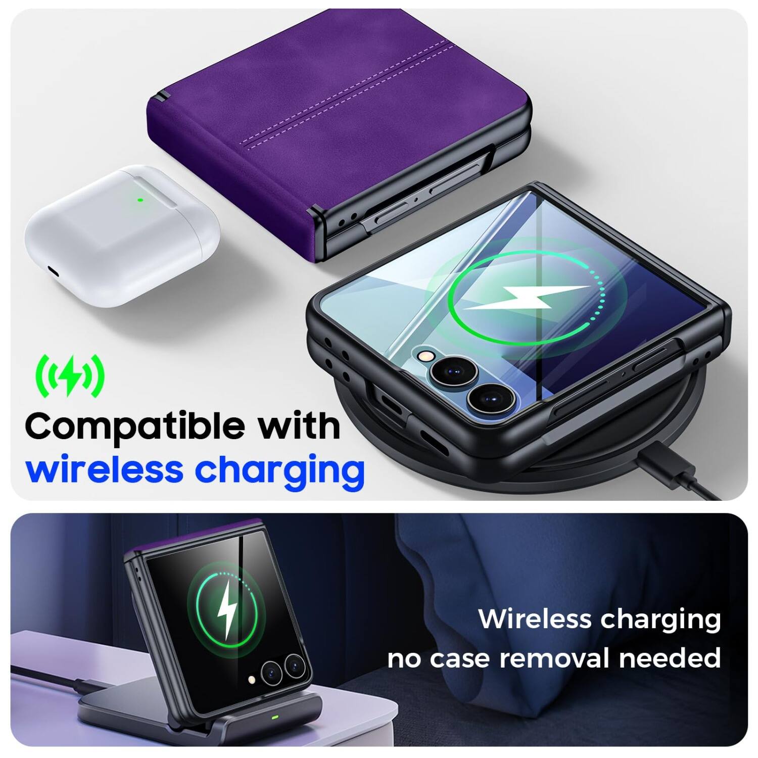 Compatible with wireless charging  
Wireless charging no case removal needed