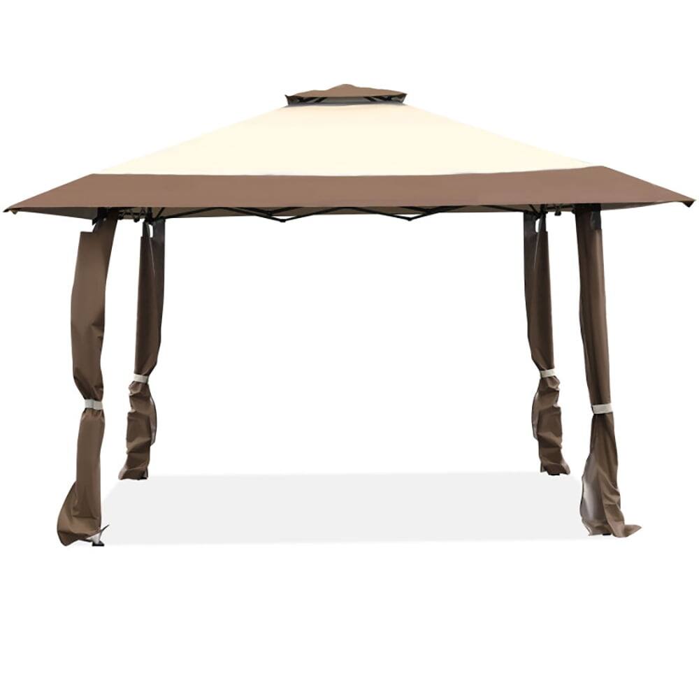 Front. Pefilos - 13 Feet x 13 Feet Pop Up Canopy Tent Instant Outdoor Folding Canopy Shelter-Brown, Party Tent for Outside Party Waterpro - Brown.