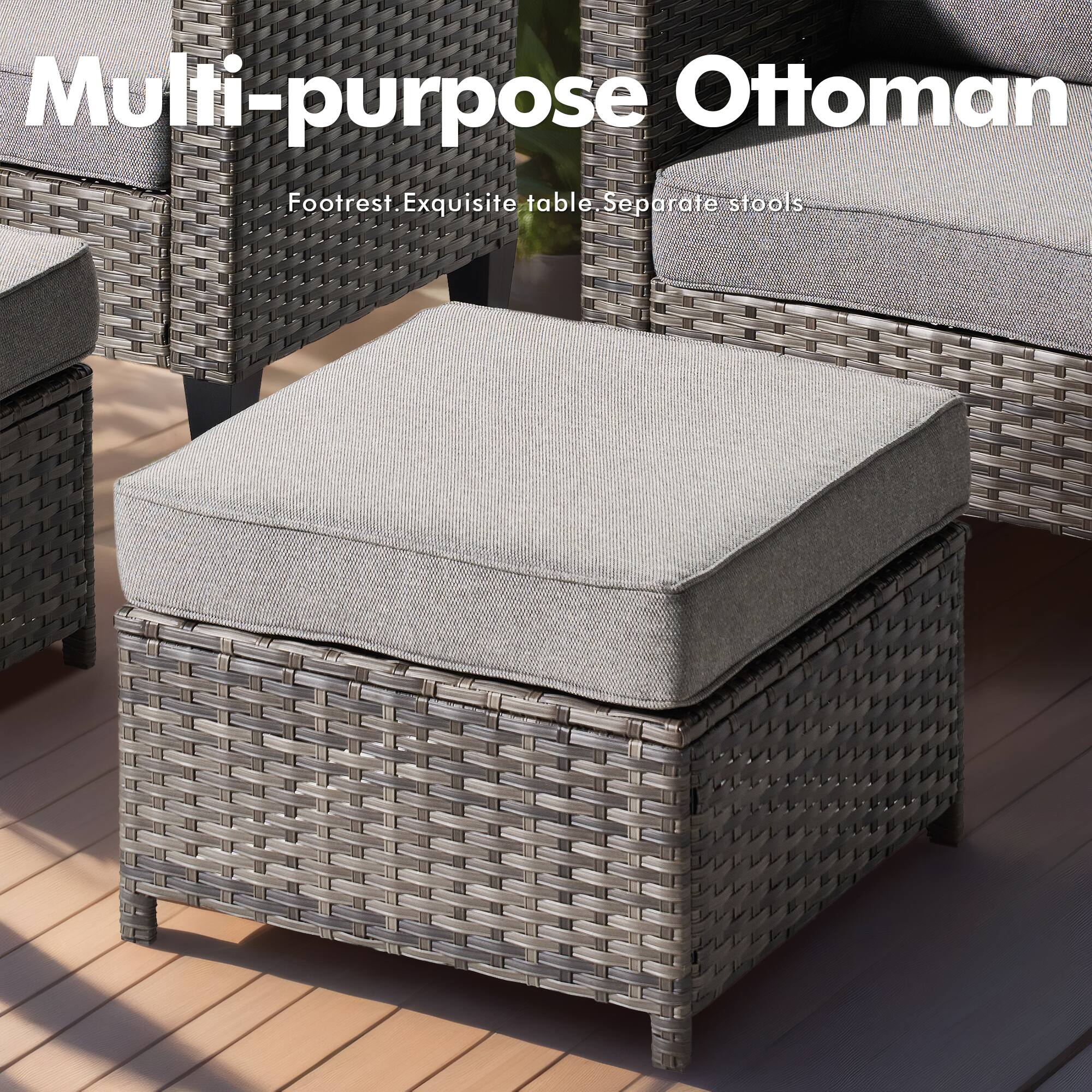 Multi-purpose Ottoman  
Footrest. Exquisite table. Separate stools