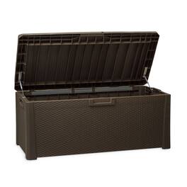 Toomax - Santorini Plus Deck Outdoor Storage Chest Box Bench, 145 Gallon - Brown