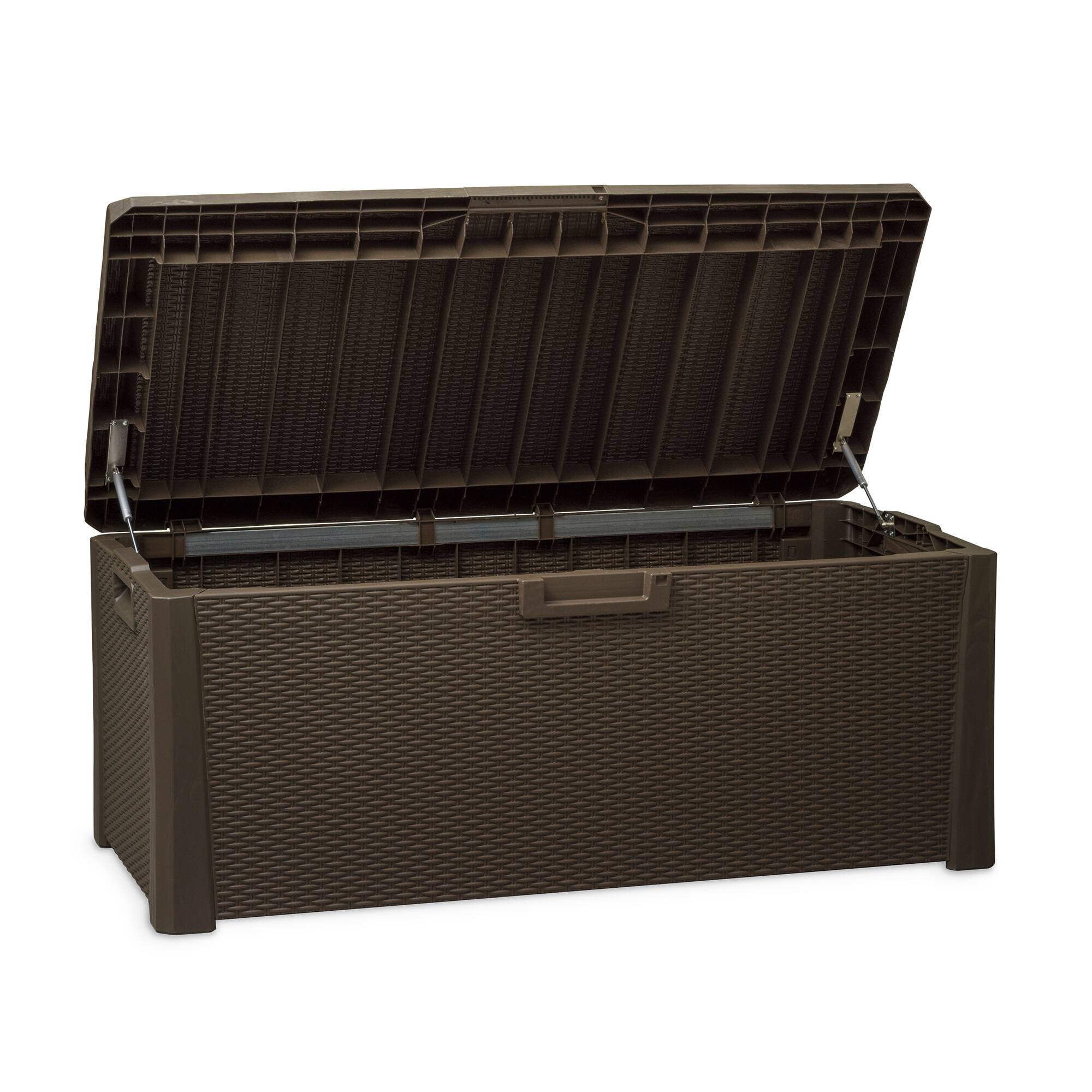Front. Toomax - Toomax Santorini Plus Deck Outdoor Storage Chest Box Bench, 145 Gallon (Brown) - Brown.