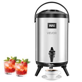 VEVOR - 2 Gal/7.6L Insulated Beverage Dispenser, Stainless Steel Thermal Drink Server with Spigot & Temp Display - Silver