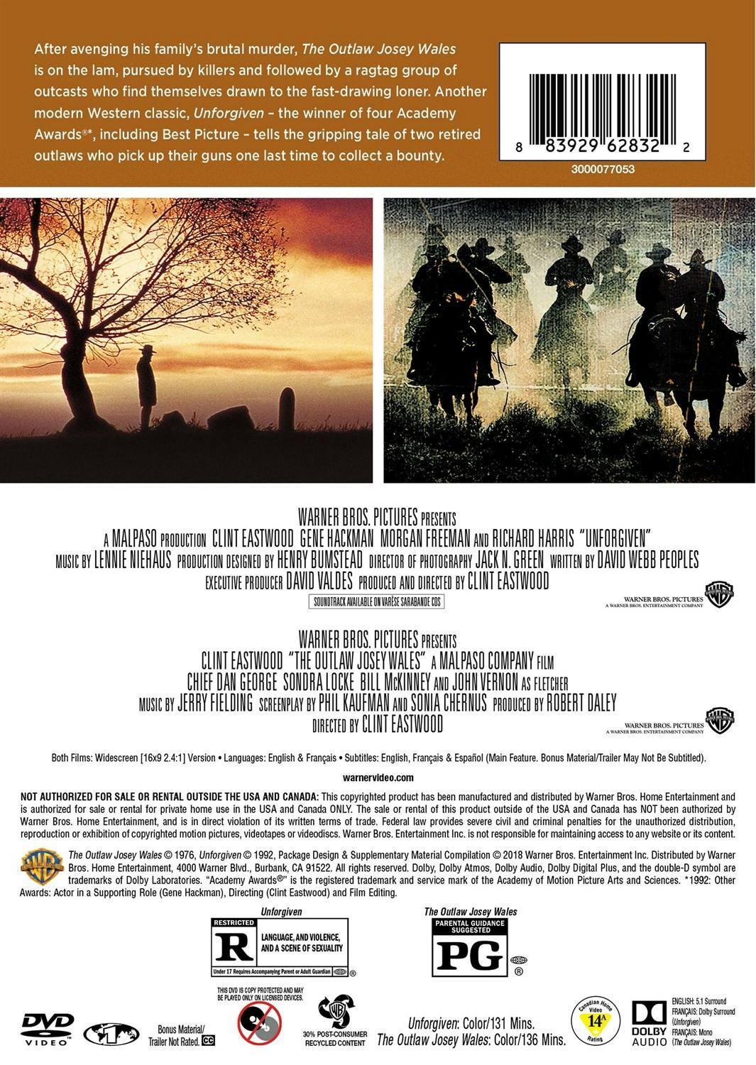Back. Unforgiven/The Outlaw Josey Wales (DVD Double Feature) [DVD].