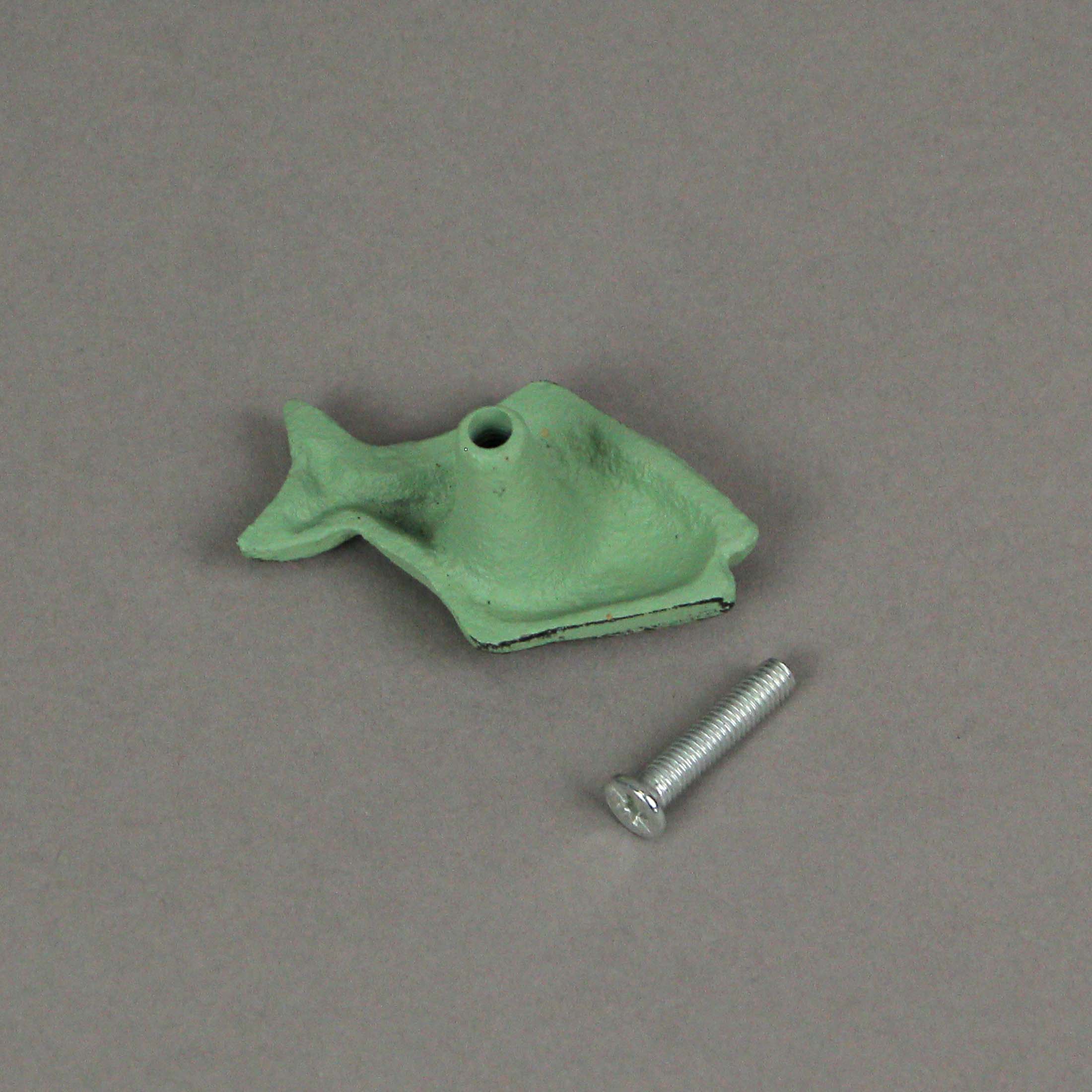 Alt View 3. J.D. Yeatts - Set of 6 Verdigris Green Cast Iron Fish Drawer Pulls Decorative Bathroom Cabinet Knobs - Green.