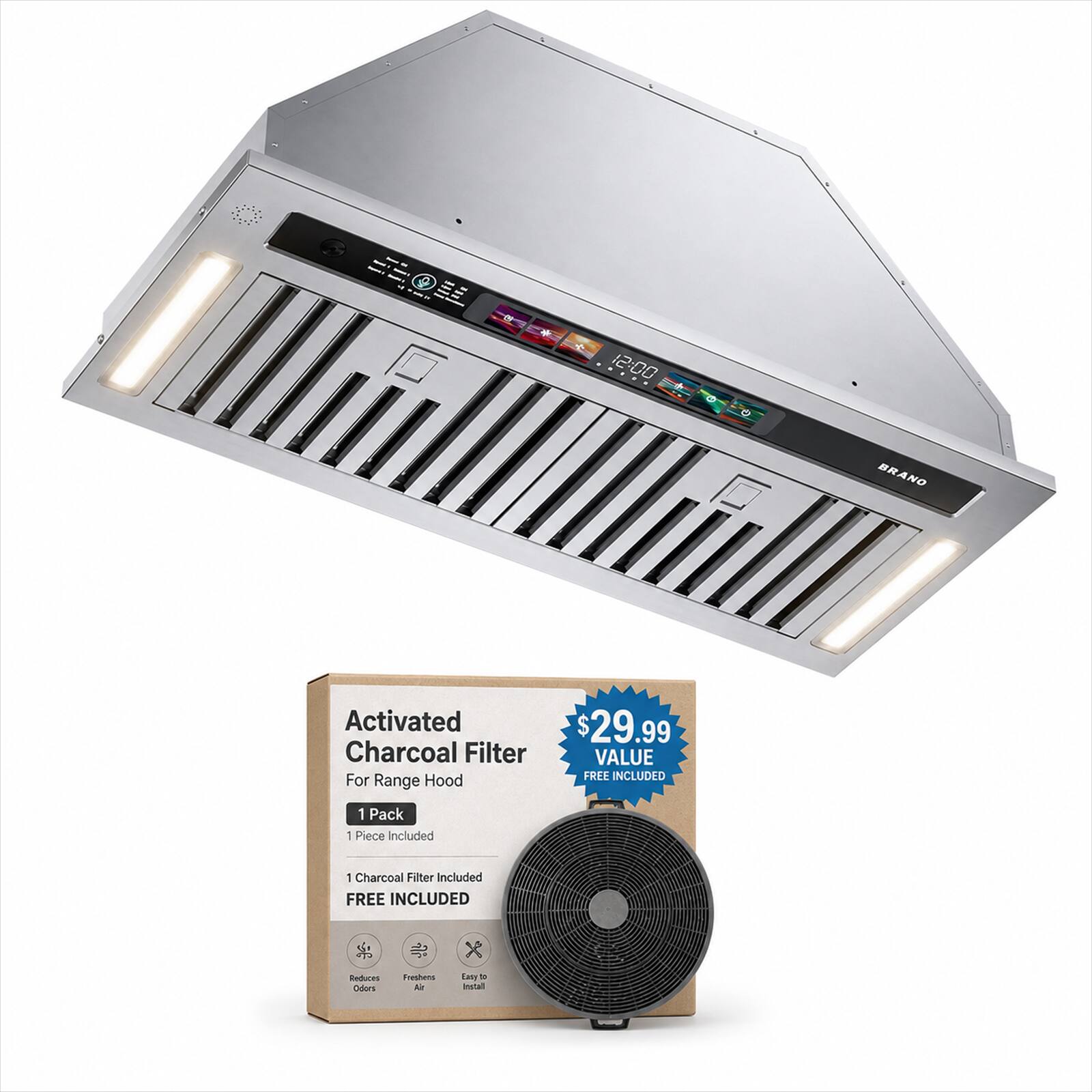Brano - 36 inches - Convertible - Range Hood Insert - Silver