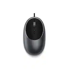 Front. Satechi - Aluminum C1 Wired USB-C Optical Mouse for MacBook Air/Pro M5/M4, iPad Air/Pro, Mac mini, iMac - Space Gray.