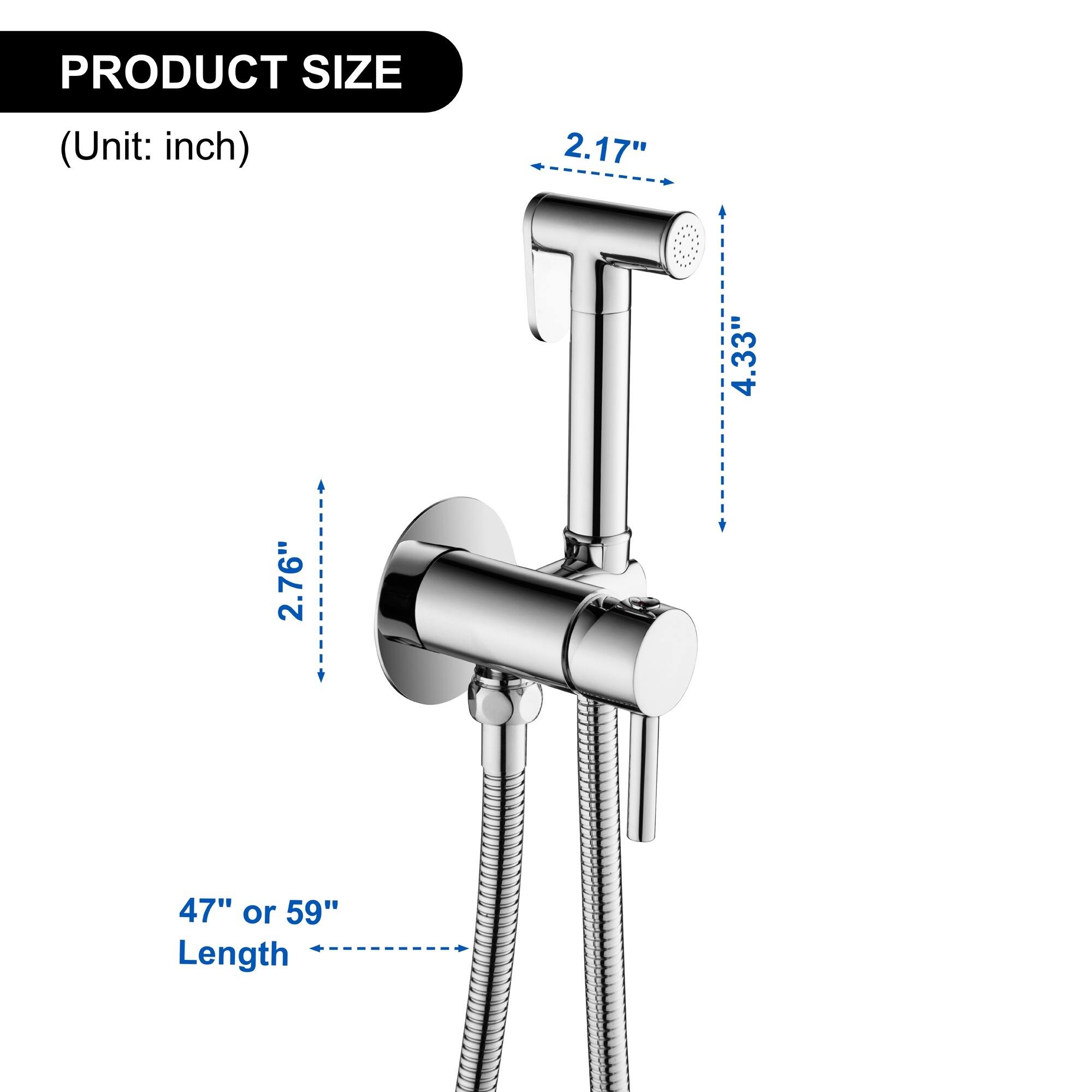 PRODUCT SIZE (Unit: inch)  
2.17"  
4.33"  
2.76"  
47" or 59" Length