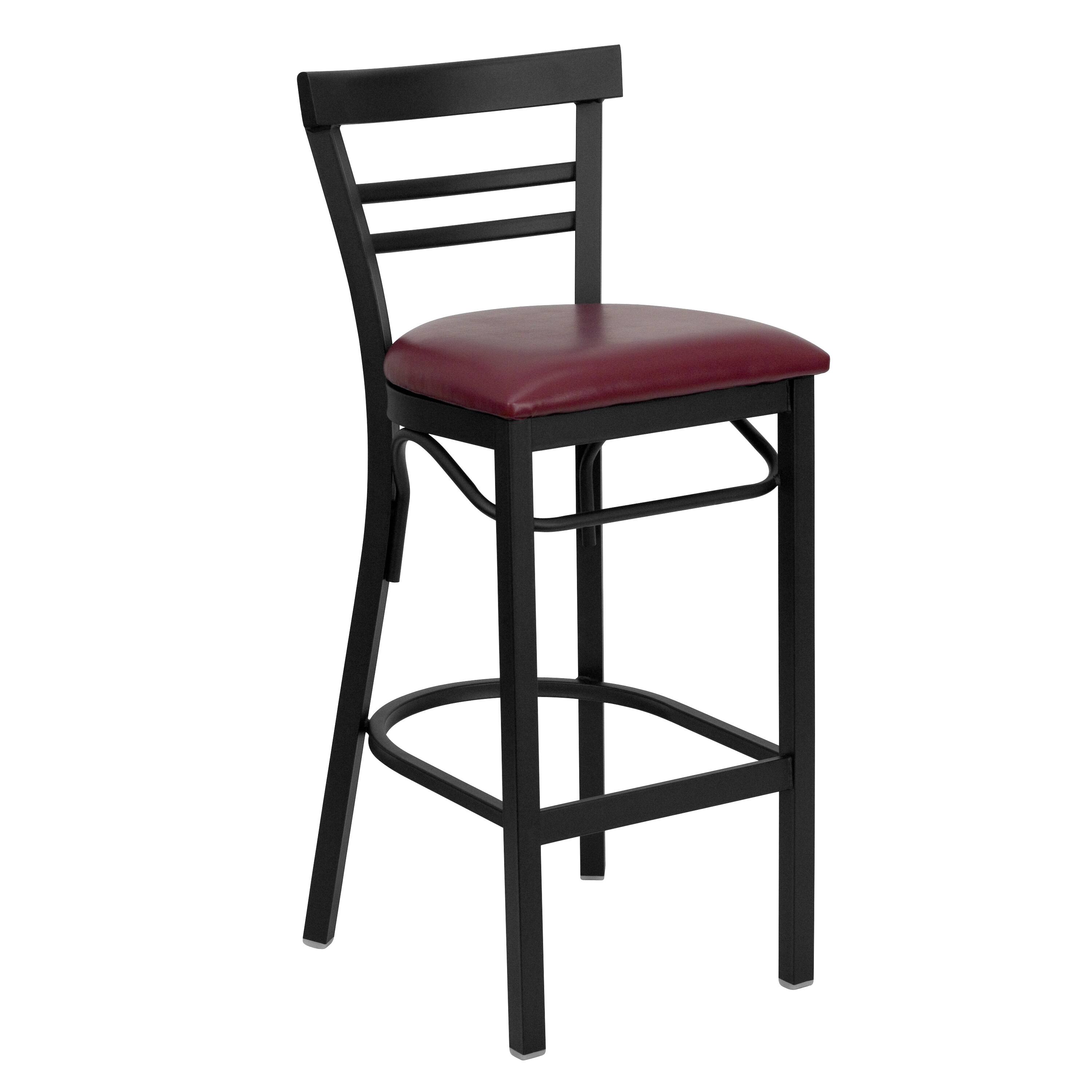Burgundy Vinyl Seat/Black Metal Frame