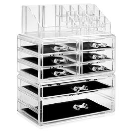 Casafield - Acrylic Cosmetic Makeup Organizer Jewelry Box Storage Set - 3pc - Clear