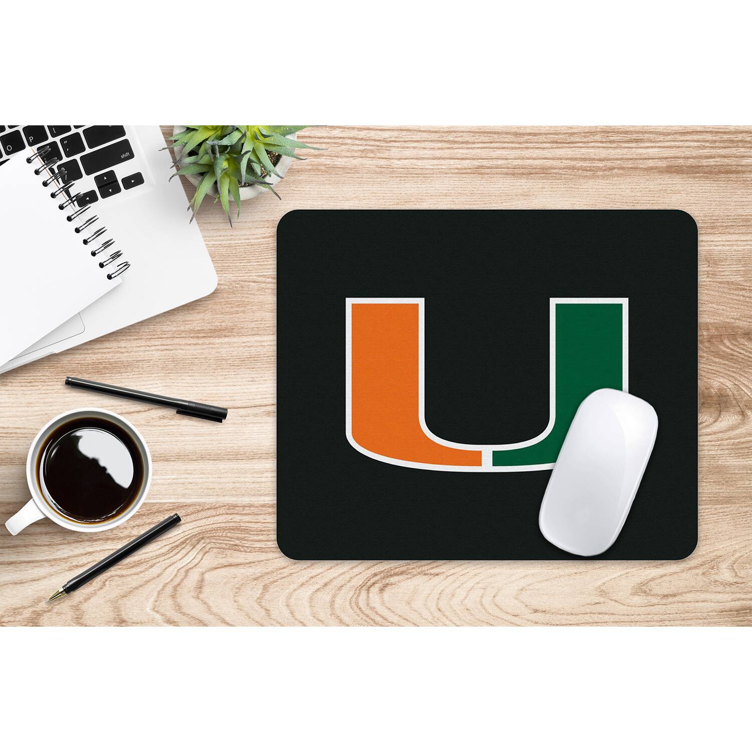 Alt View 1. OTM Essentials - Black Miami Hurricanes Primary Logo Mouse Pad - Black.