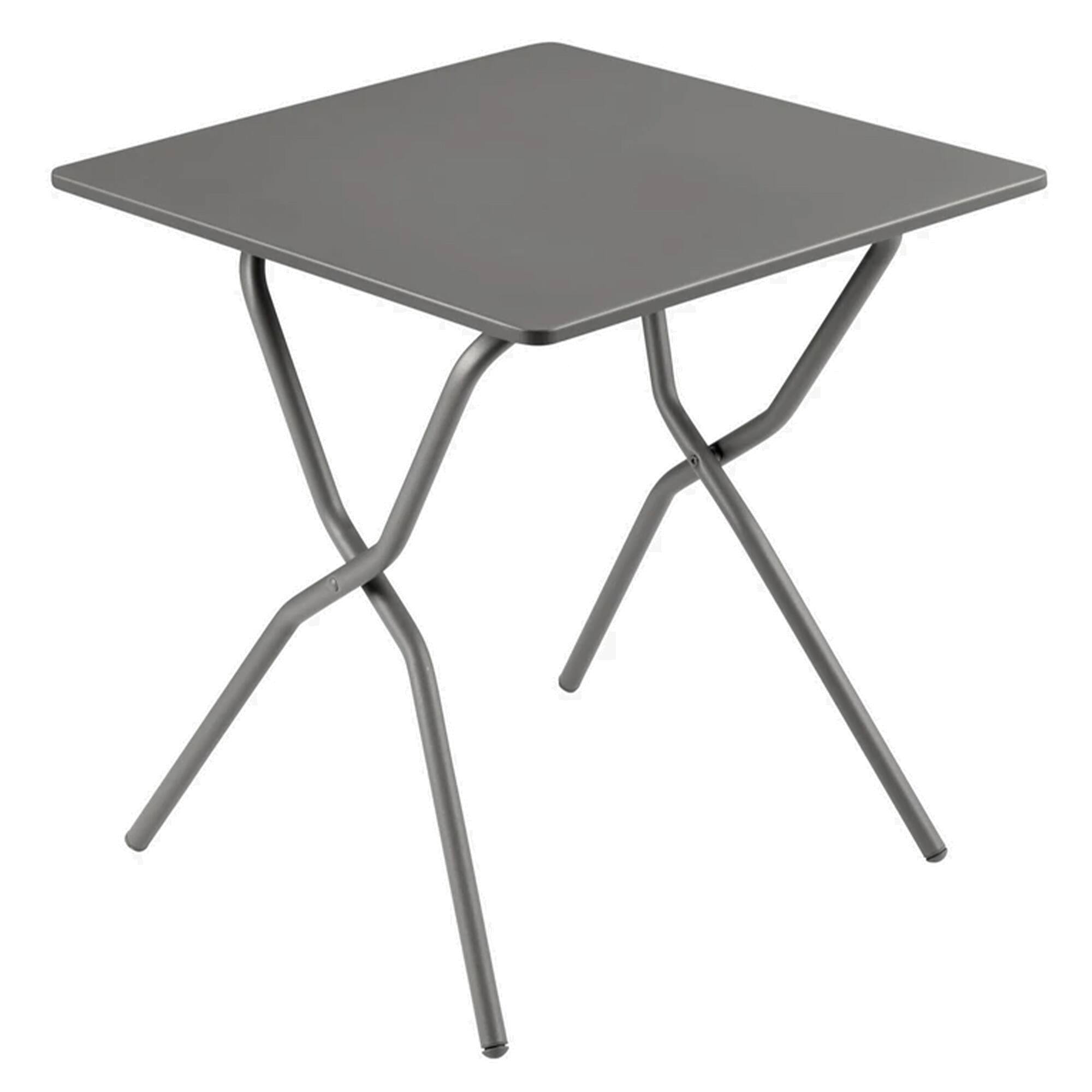 Front. Lafuma - Lafuma Balcony II Colorblock Steel Square Folding Outdoor Patio Table, Titanium - Titanium.