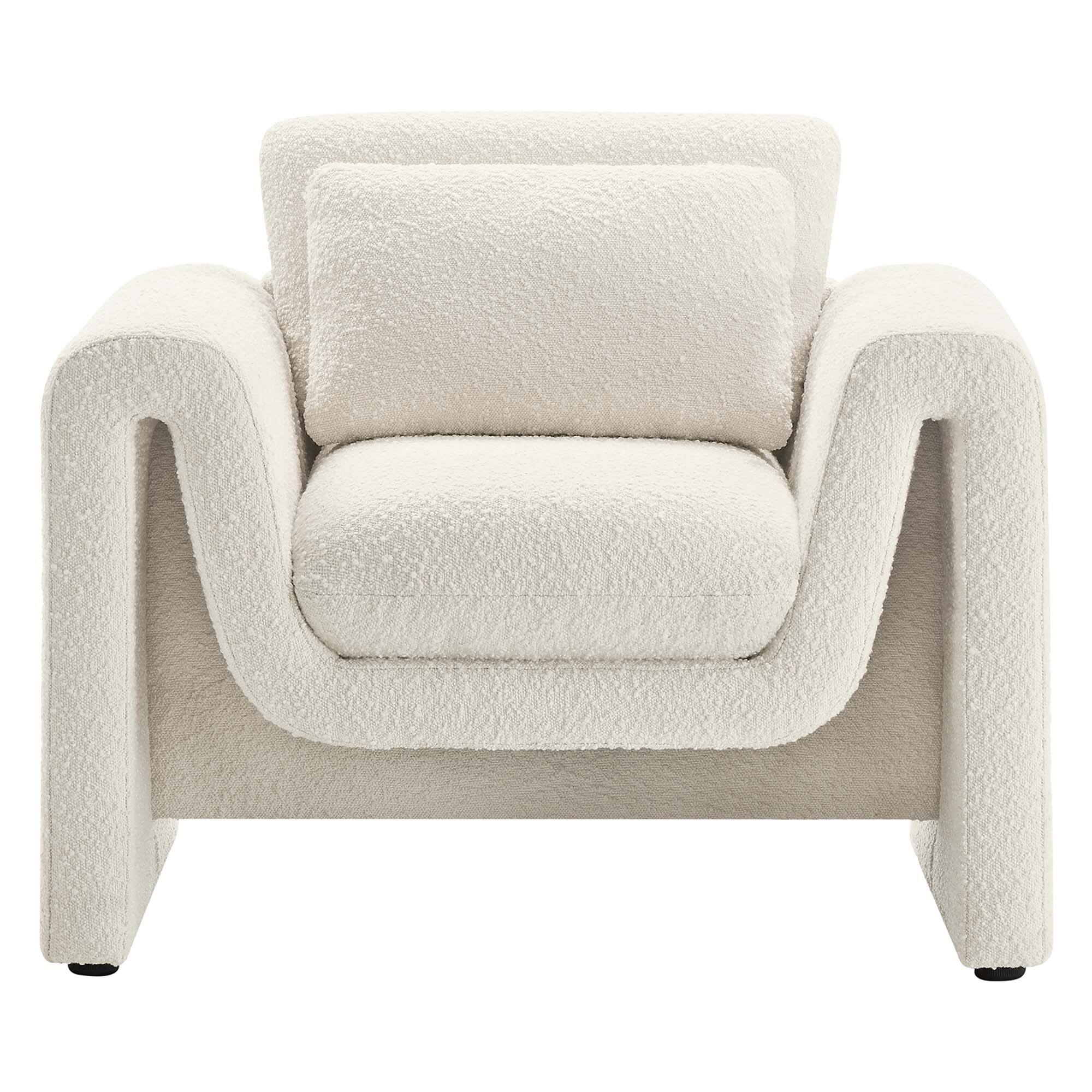 Alt View 2. Modway - Waverly Boucle Upholstered Armchair by Modway - White.