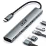 Acer - 5 in 1 USB C Hub with 4K HDMI, 100W Power Delivery, 3 USB A Data Ports, USB C to HDMI Adapter - Gray