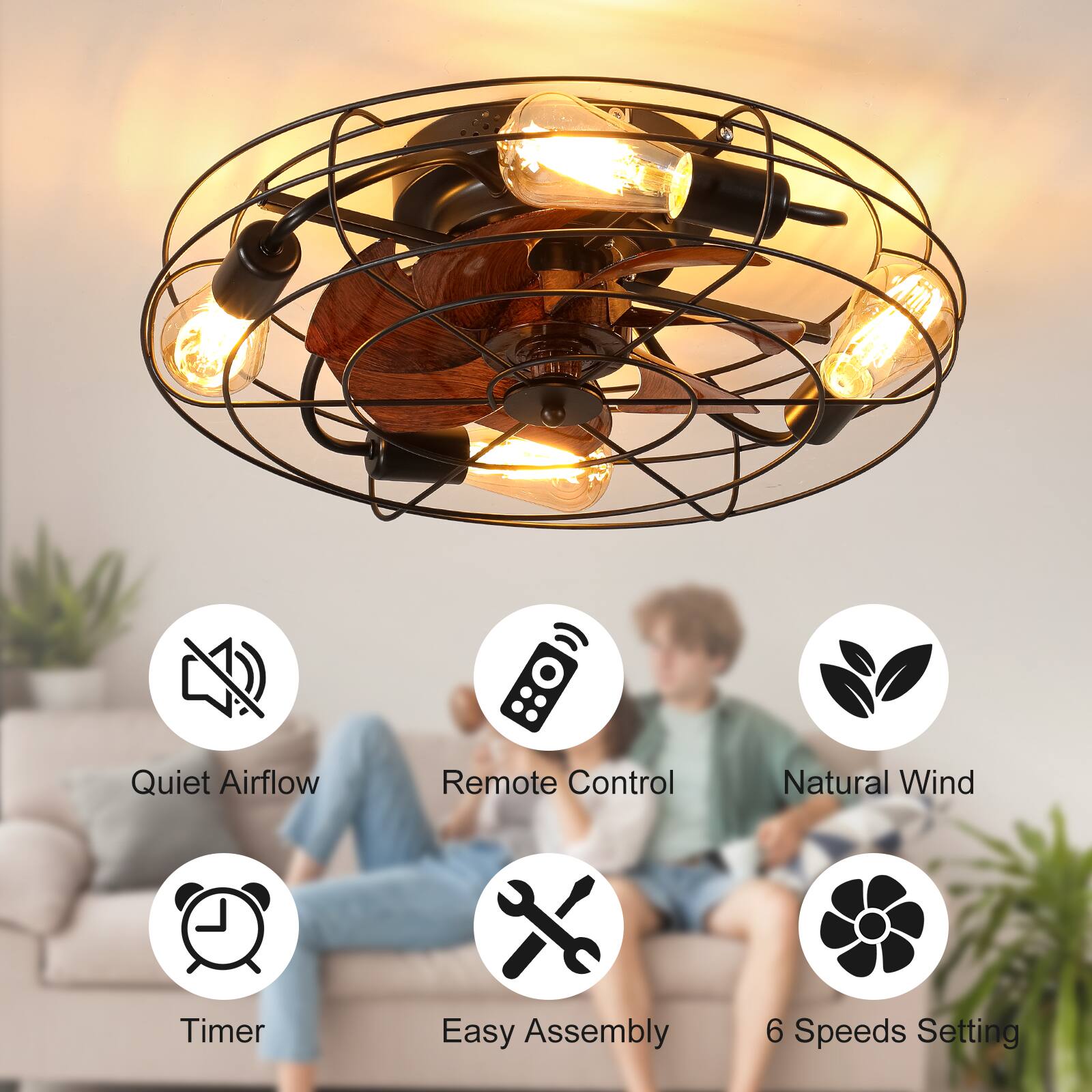 - Quiet Airflow
- Remote Control
- Natural Wind
- Timer
- Easy Assembly
- 6 Speeds Setting