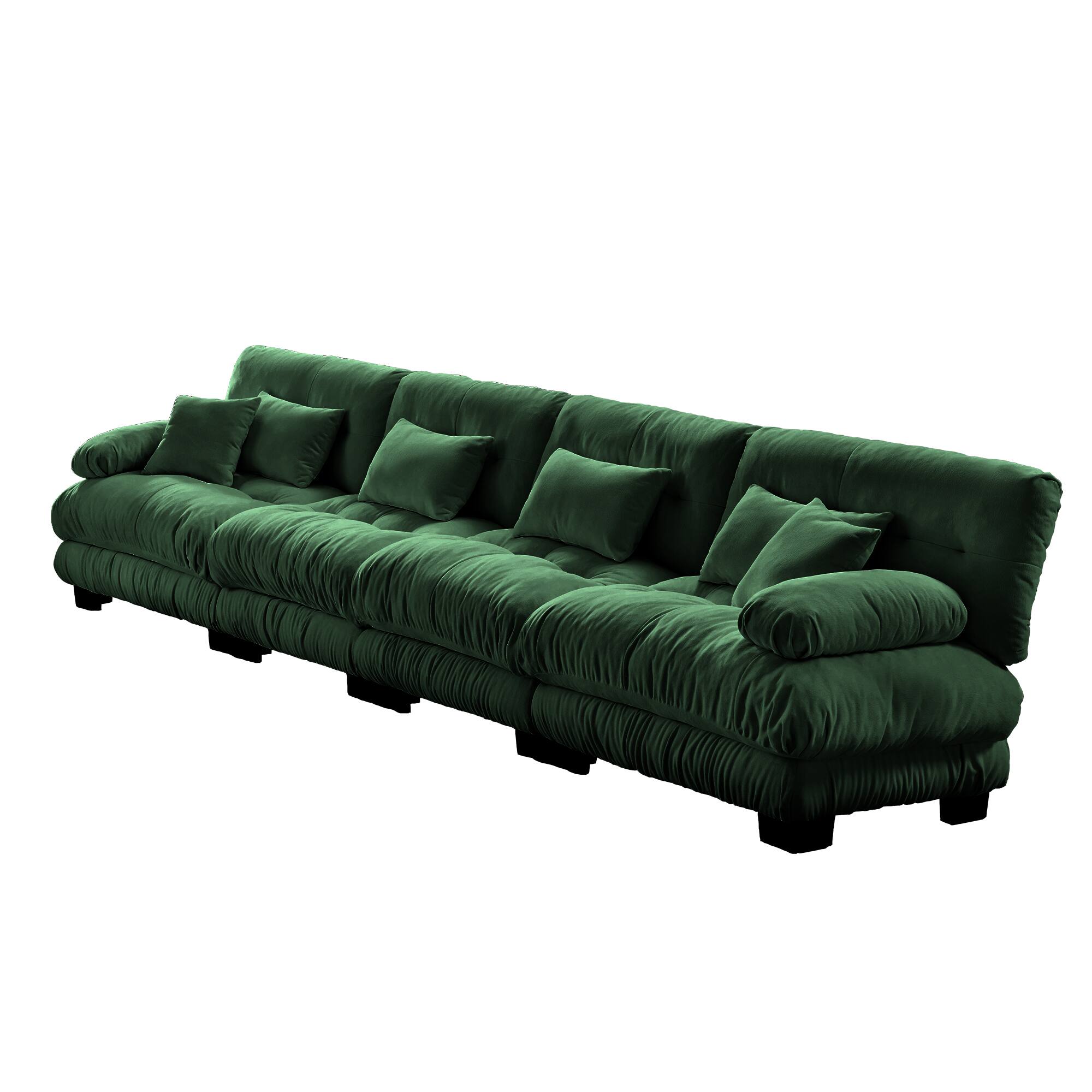 Alt View 5. LOVMOR - 4 Seater Chenille Modular Sectional Couch Deep Seat Compressed Pack For Living Room Apartment Office Plush Den - Green.