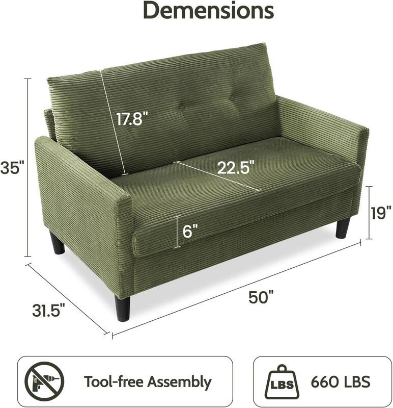 Dimensions: 17.8" x 35" x 22.5" x 6" x 19" x 31.5" x 50"  
Tool-free Assembly  
Weight Capacity: 660 LBS