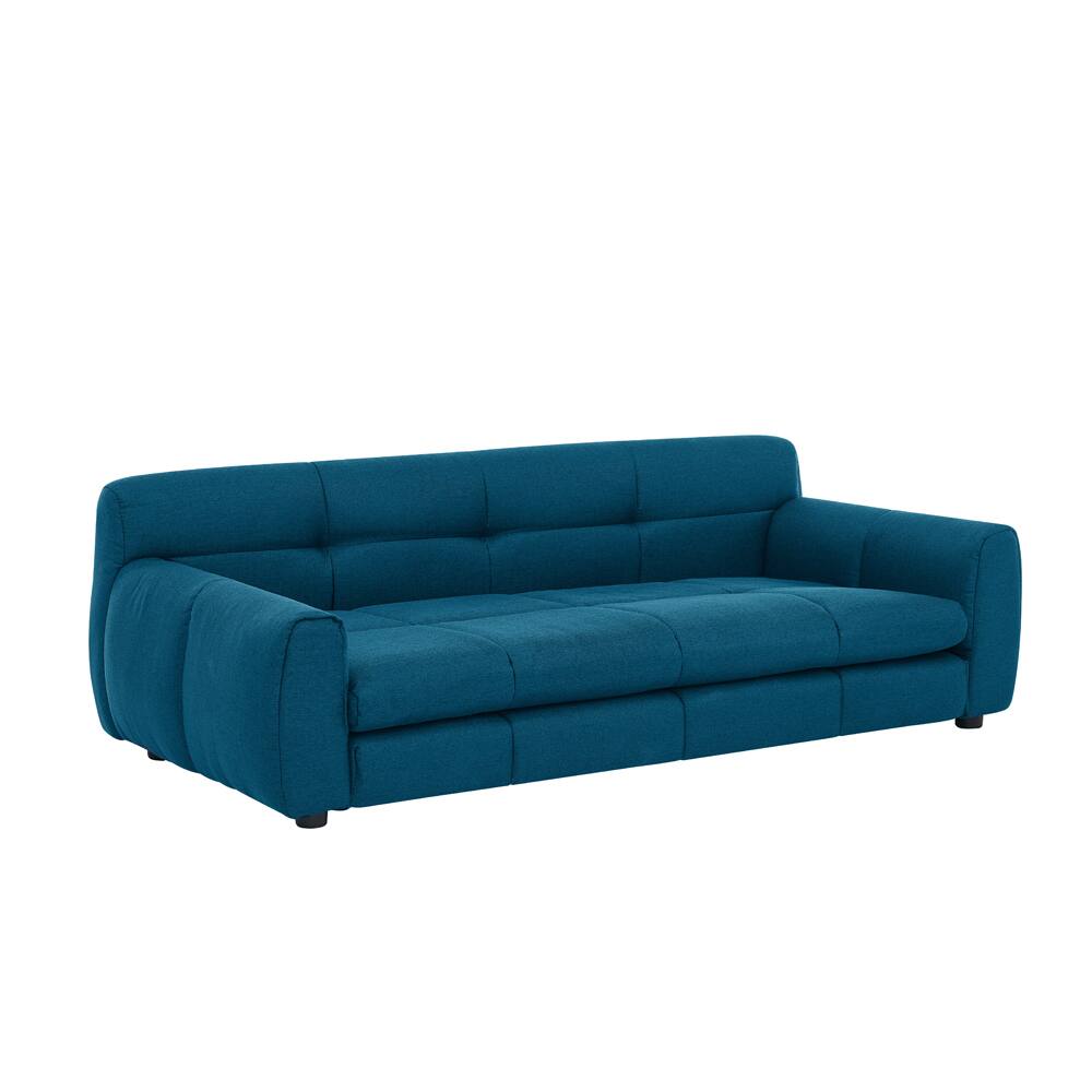 Alt View 5. Siljoy - Dark Blue Linen Pet Sofa for Big Dogs, Elevated Dog Bed with Armrests & Back Support - Dark Blue.