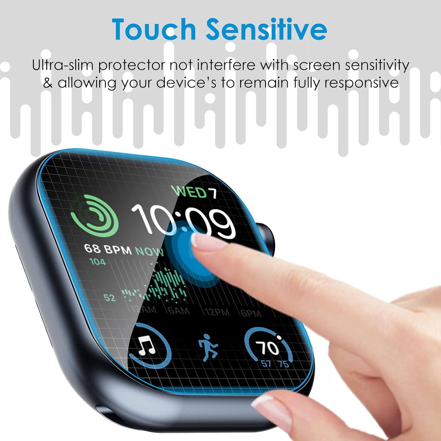 Touch Sensitive  
Ultra-slim protector not interfere with screen sensitivity & allowing your device's to remain fully responsive