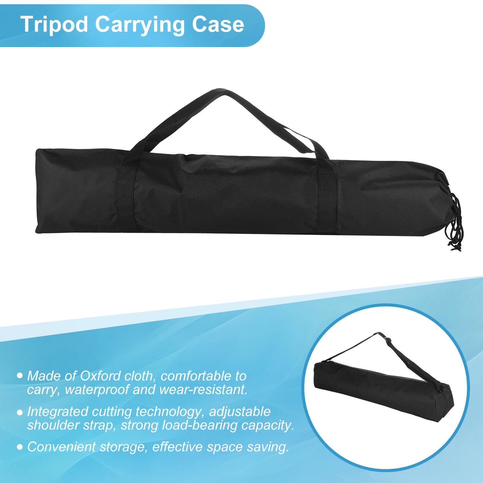 Tripod Carrying Case

- Made of Oxford cloth, comfortable to carry, waterproof and wear-resistant.
- Integrated cutting technology, adjustable shoulder strap, strong load-bearing capacity.
- Convenient storage, effective space saving.