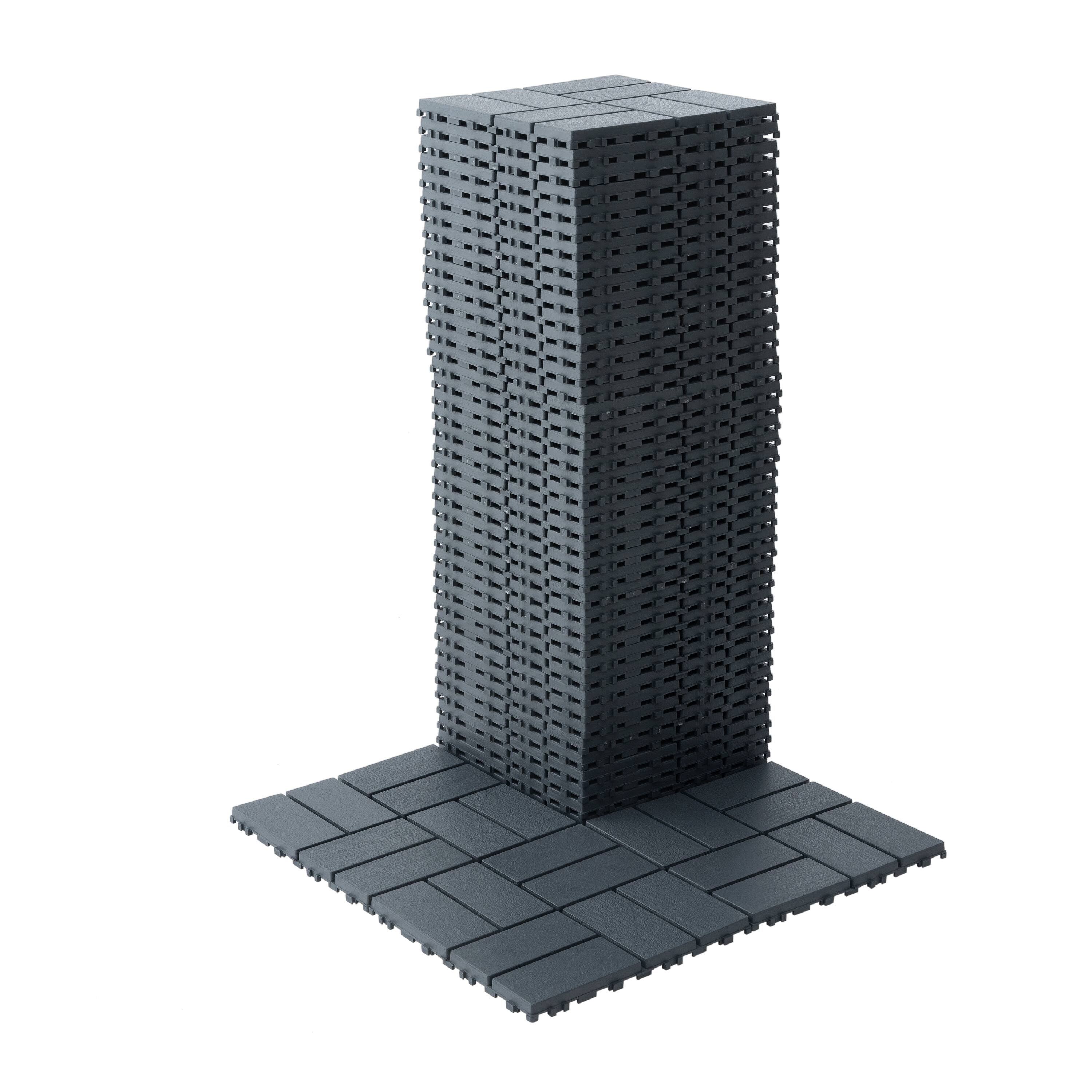 Alt View 4. GOODSILO - Interlocking Deck Tiles - 44 Pack Patio Flooring, 12"x12" Waterproof Outdoor Tiles for Balcony, Backyard, Poolside - Gray.