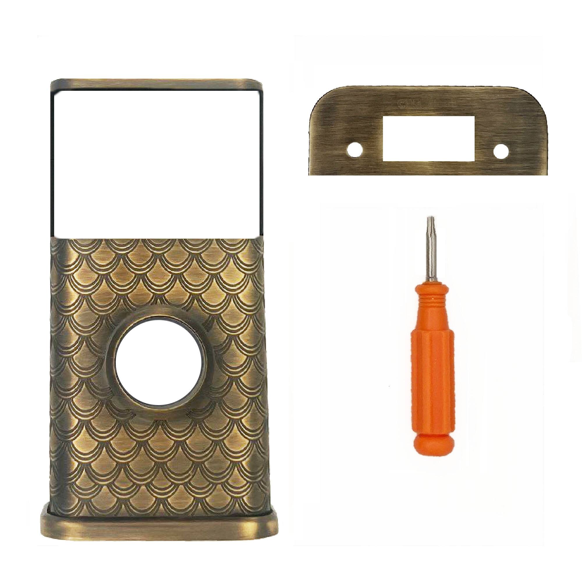 Back. Michael Healy - Scales Video Doorbell Cover (Ring 2nd Gen) - Antique Brass.