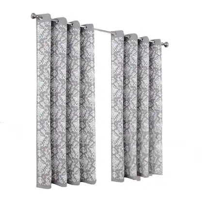 Front. Olivia Gray - Olivia Gray 100% Polyester 190 GSM Cressida Reversible Blackout Grommet Curtain Panel 54" x 84" Grey - Grey.