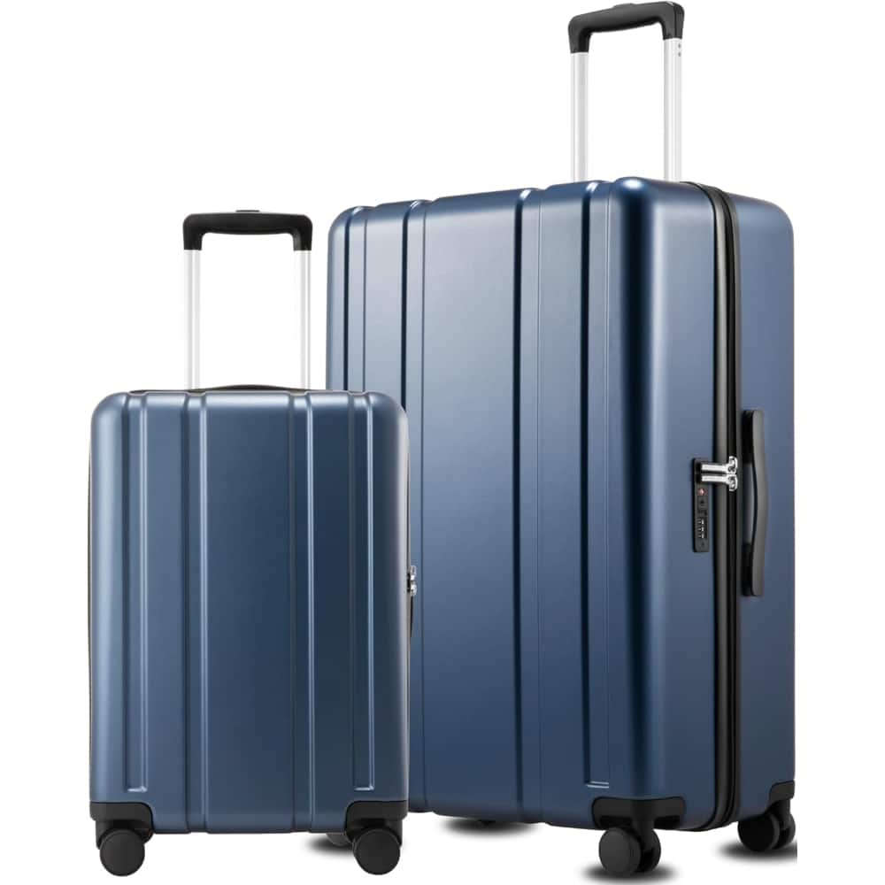 Front. LUGGEX - LUGGEX 20"/28" 2-Piece Luggage Set PC Hardside Suitcase with Spinner Wheels and TSA Lock - EX-Core - Blue.