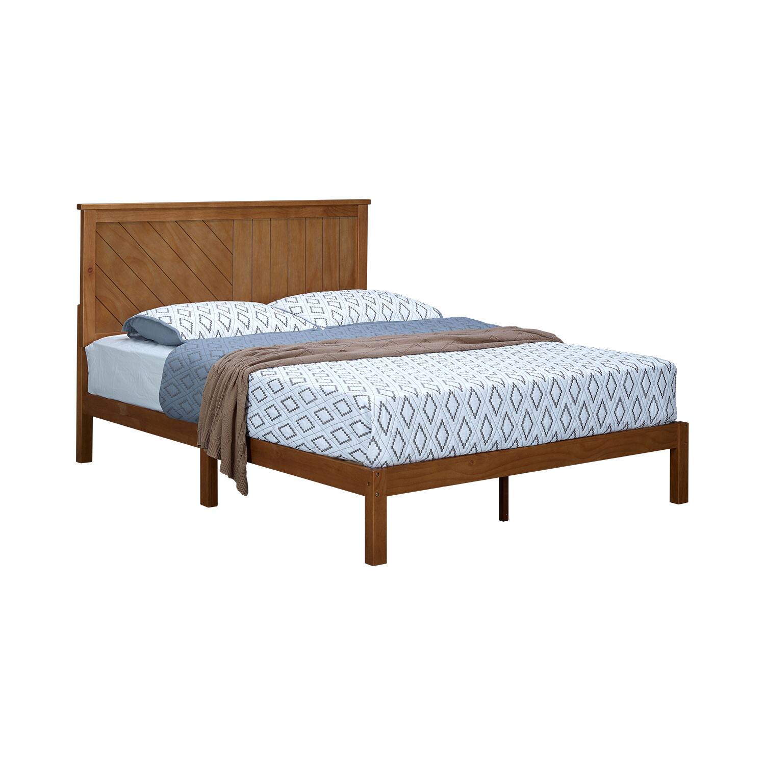 Alt View 2. MUSEHOMEINC - MUSEHOMEINC 12 Inch Solid Wood Platform Bed Frame with Wooden Slats, Queen - Teak.