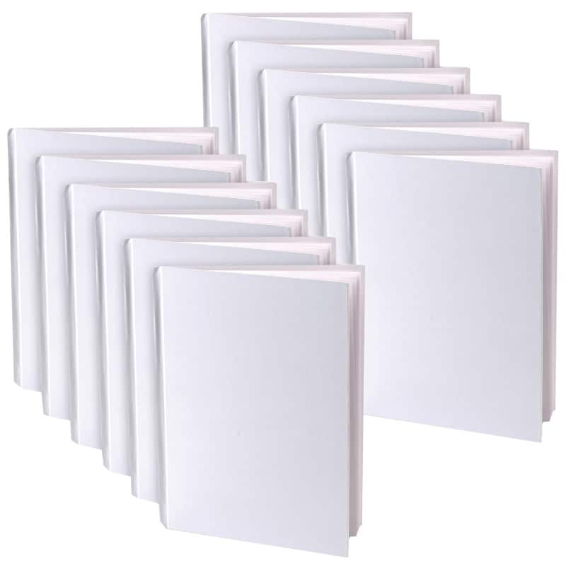 YOUNG AUTHORS - Blank Hardcover Book, White Pages, Portrait, 14 Sheets/28 Pages, Pack of 12 - 5" x 4"