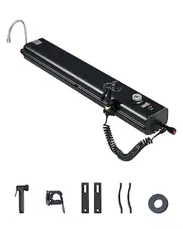 VEVOR - Roof Rack Water Tank, 4.5 Gal, Multi-Dispensing Outdoor Tank with 2 Splash-Guard Panels & T-slot, High-Capacity Aluminum - Black
