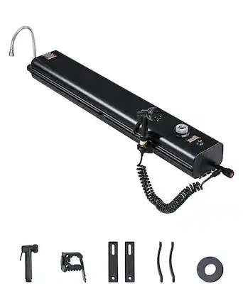 Front. VEVOR - Roof Rack Water Tank, 4.5 Gal, Multi-Dispensing Outdoor Tank with 2 Splash-Guard Panels & T-slot, High-Capacity Aluminum - Black.