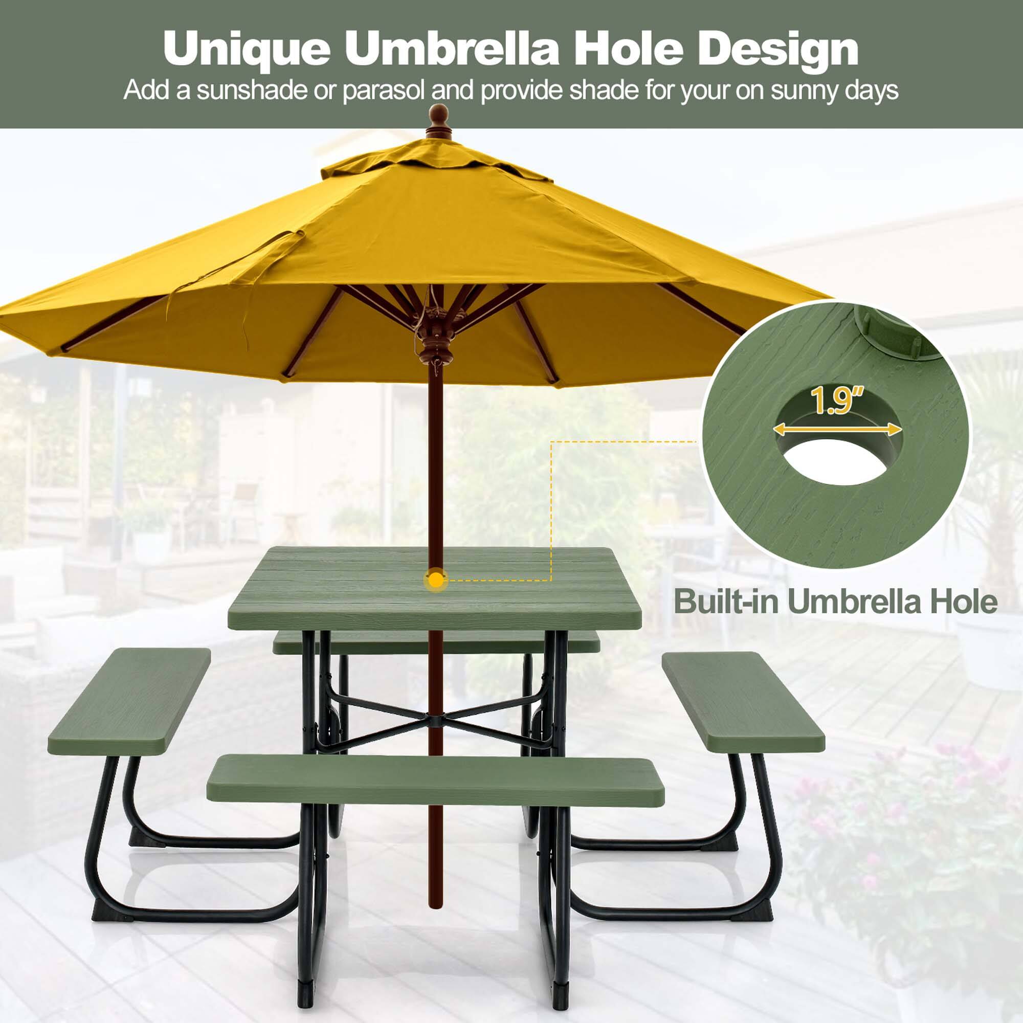 Unique Umbrella Hole Design, Add a sunshade or parasol and provide shade for your on sunny days, 1.9" Built-in Umbrella Hole