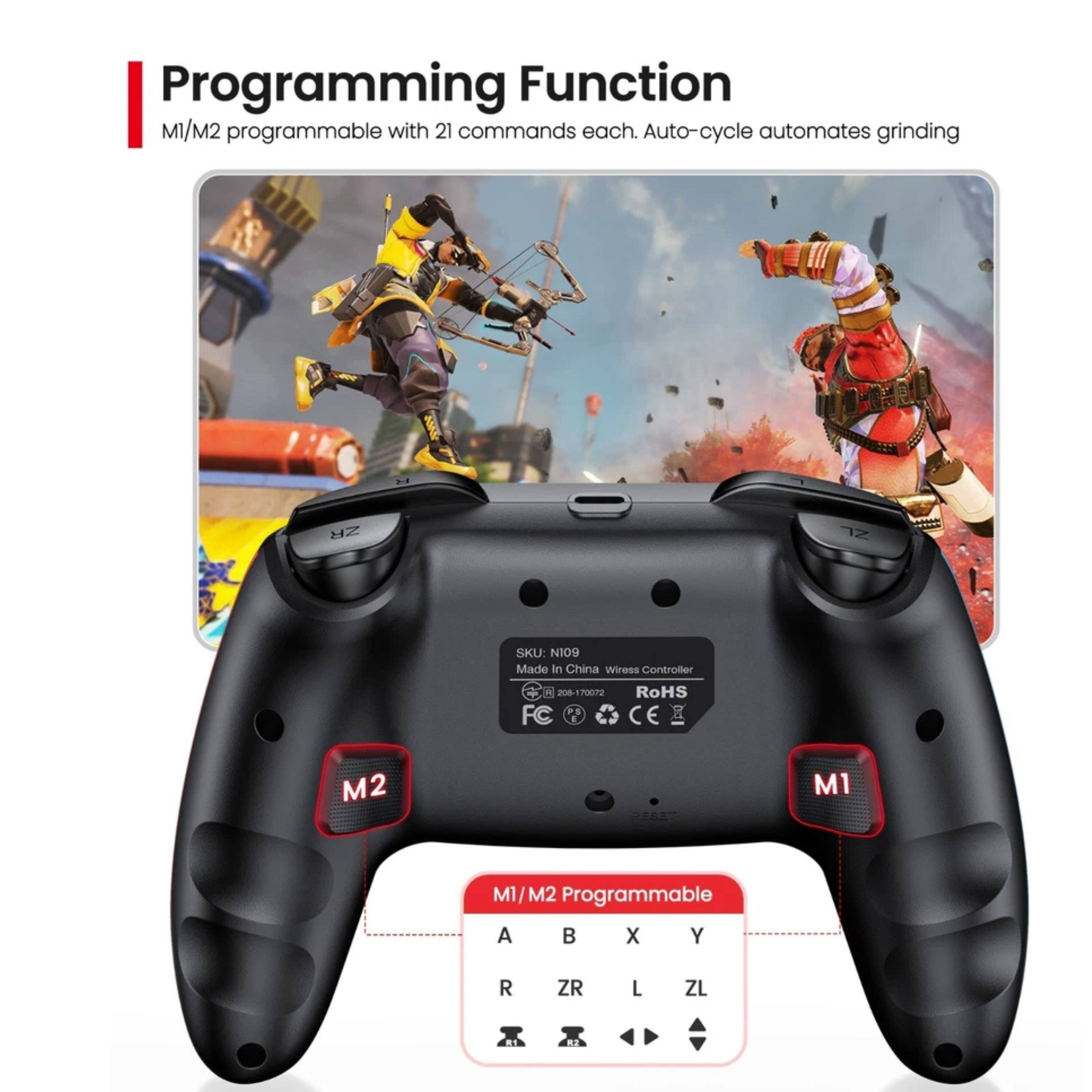 Programming Function MI/M2 programmable with 21 commands each. Auto-cycle automates grinding. SKU: N109 Made In China Wireless Controller. 208-170072 FC P RoHS C M2 REAE M1 M1/1/M2 Programmable A X Y R ZR L ZL