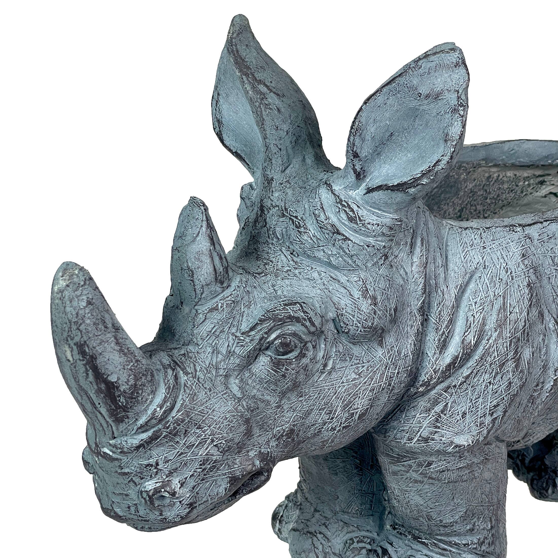 Alt View 2. Zeckos - Grey Rhino MGO Planter - 18.5" - Weather-Resistant Magnesium - Indoor/Outdoor - Grey.
