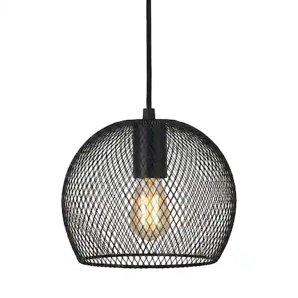 Front. Living District - Keller 1 Light Black Pendant - Black.