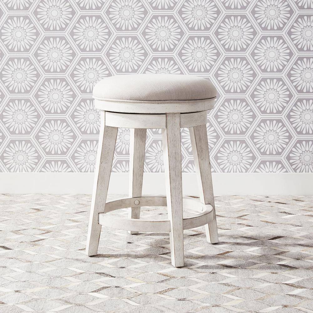 Alt View 1. Liberty Furniture Industries - Modern Farmhouse Console Swivel Stool in Flea Market White w/ Heavy Distressing - White.