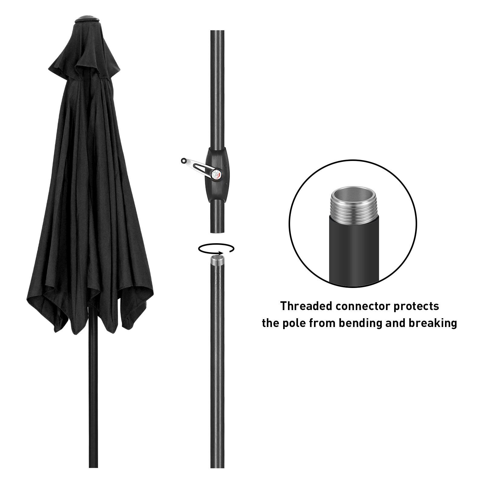 Threaded connector protects the pole from bending and breaking
