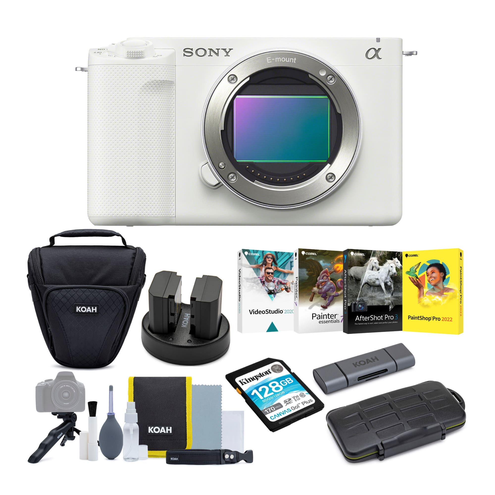 Sony - Alpha ZV-E1 Full-frame Mirrorless Vlog Camera (ILCZV-E1/B, White) Bundle