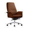 Front. LeisureMod - Summit Leather Office Chair with Durable Metal Frame, Adjustable Height, Swivel, Tilt, and Plush Cushion Support - Dark Brown.